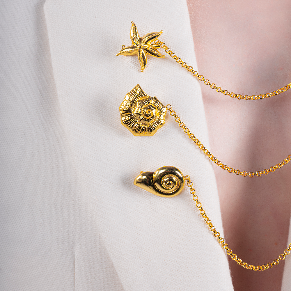 Enhance your style with the Knobbed Whelk Link Brooch, a chic addition to your women fashion collection. Shop Now!