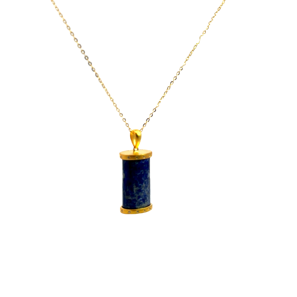 Shop online premium 18K gold-dipped blue lapis pendant in sterling silver with CZ accents.