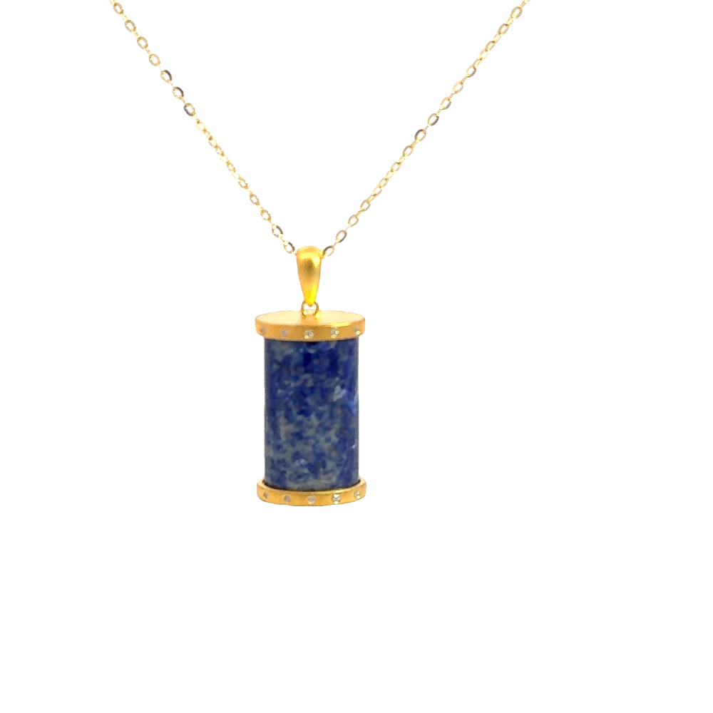 Shop online premium 18K gold-dipped blue lapis pendant in sterling silver with CZ accents.