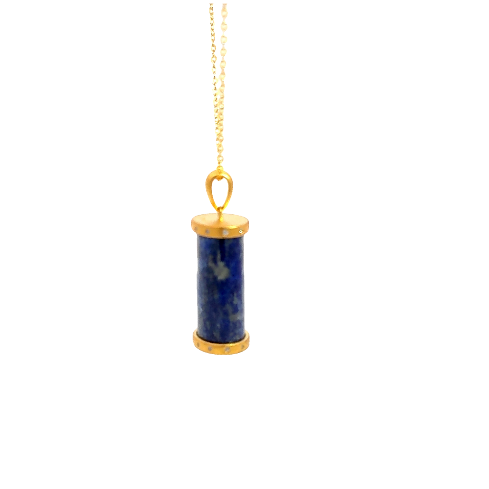 Shop online premium 18K gold-dipped blue lapis pendant in sterling silver with CZ accents.