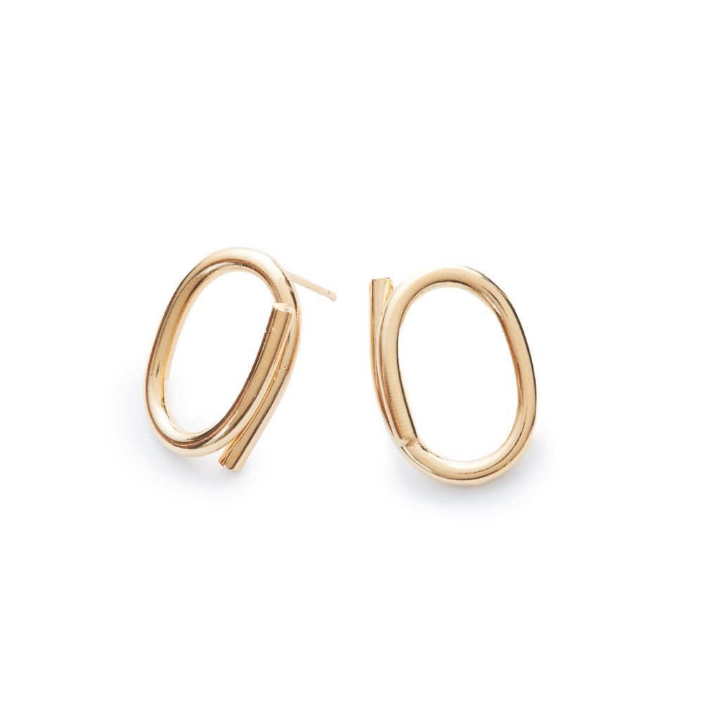 Gold or silver tone plated brass large chain earrings.