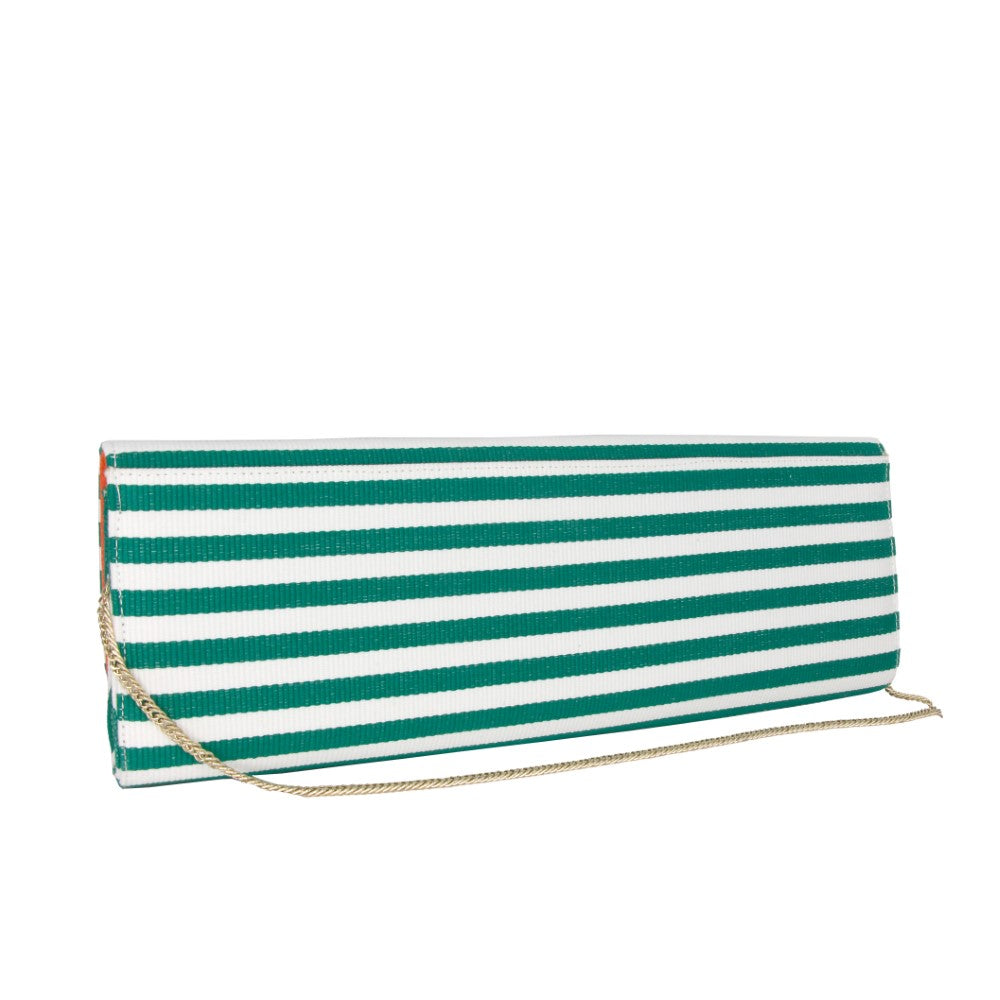 Larguissima Green Stripes Chili compact bag with detachable strap in timeless style Shop Now!
