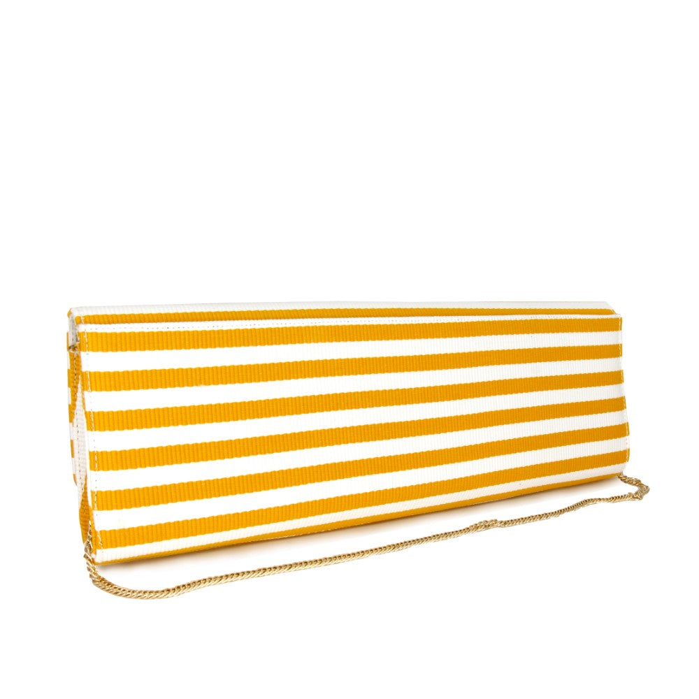 Larguissima Mustard Stripes Leek compact bag with detachable strap in classic beauty Shop Now!