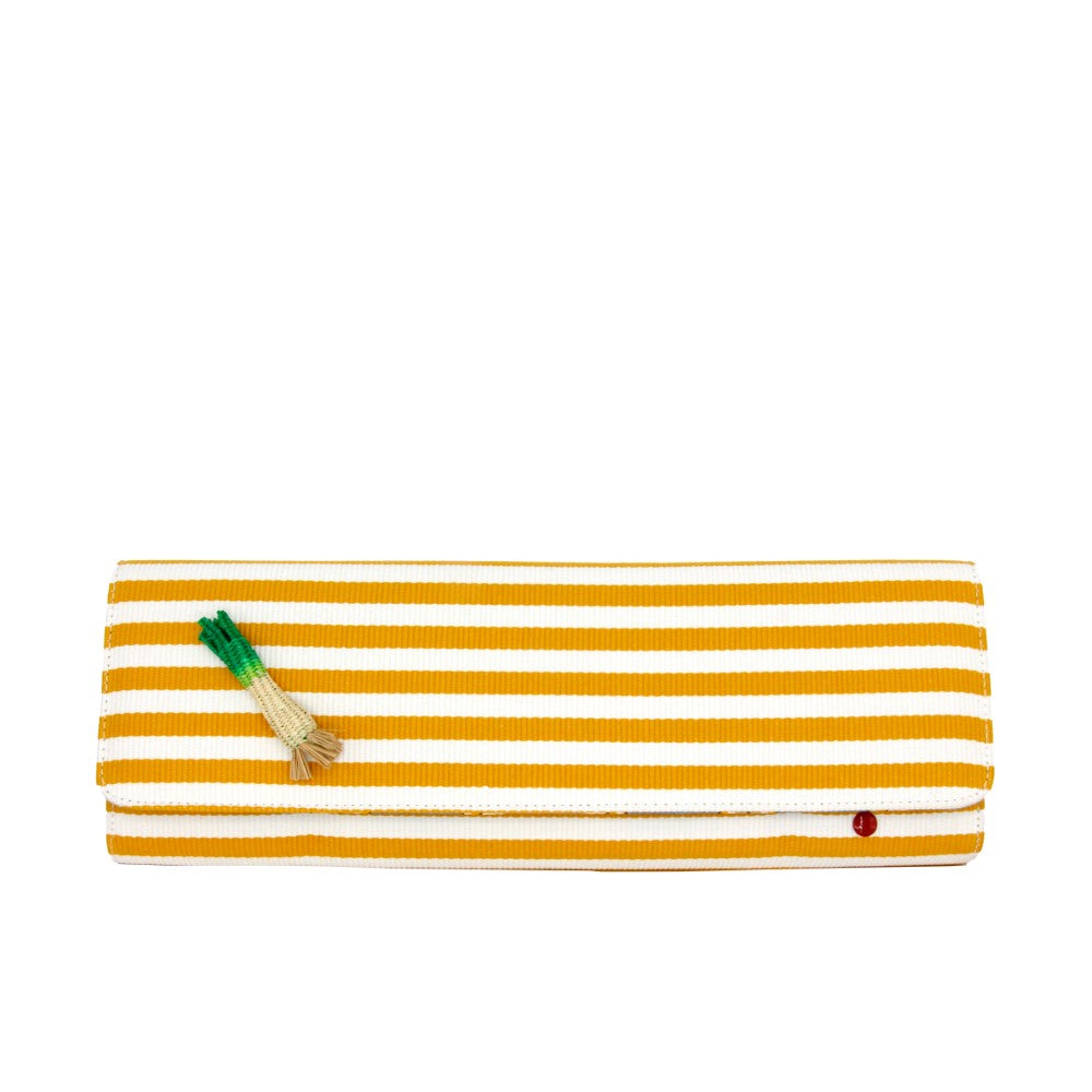 Larguissima Mustard Stripes Leek compact bag with detachable strap in classic beauty Shop Now!