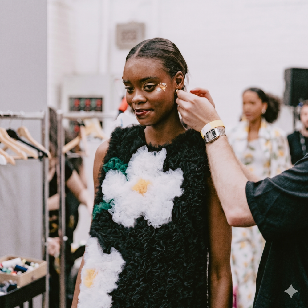 Handmade floral tulle dress with layered silhouette. One-of-a-kind piece. Shop online.