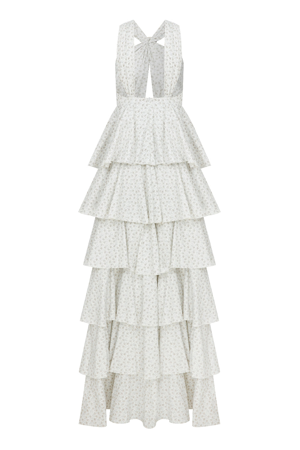 Laurel Printed Cotton Long Dress in Cannoli Cream