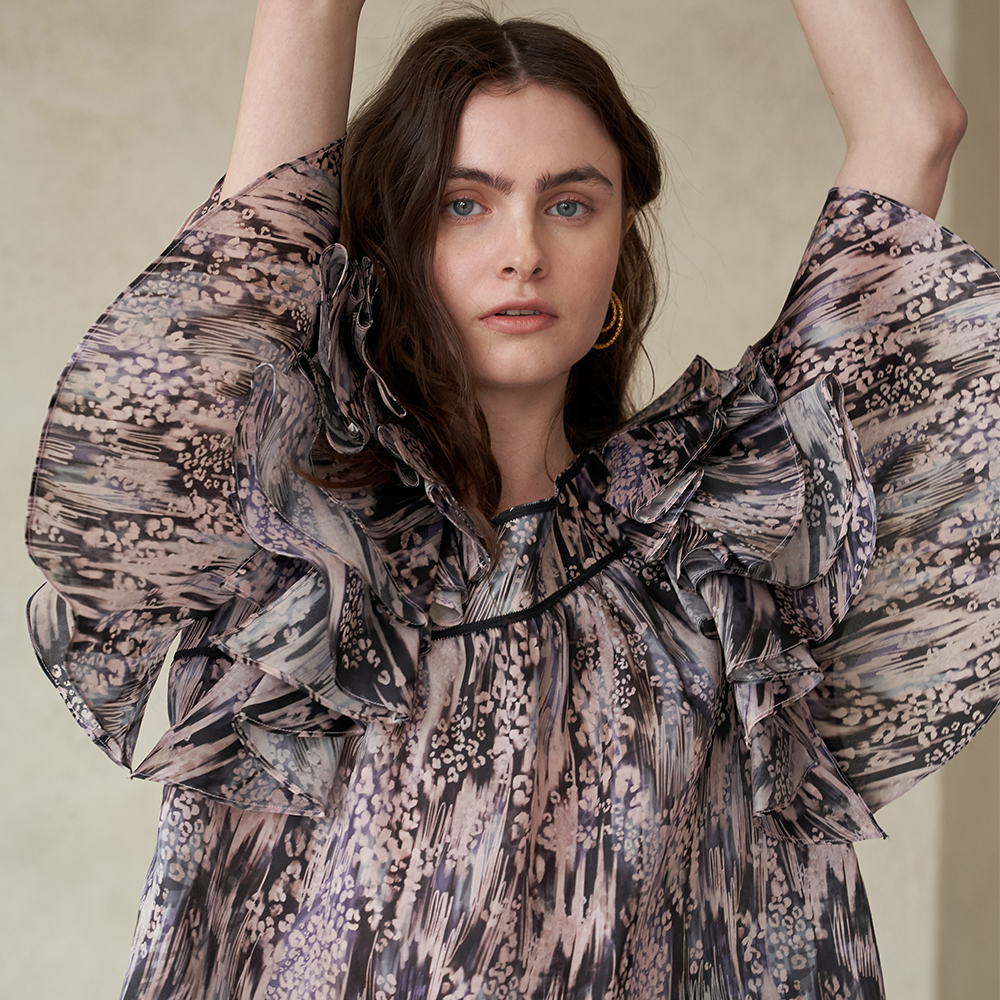 Shop the layered sleeve leopard silk blouse in studio clothing. Shop now!