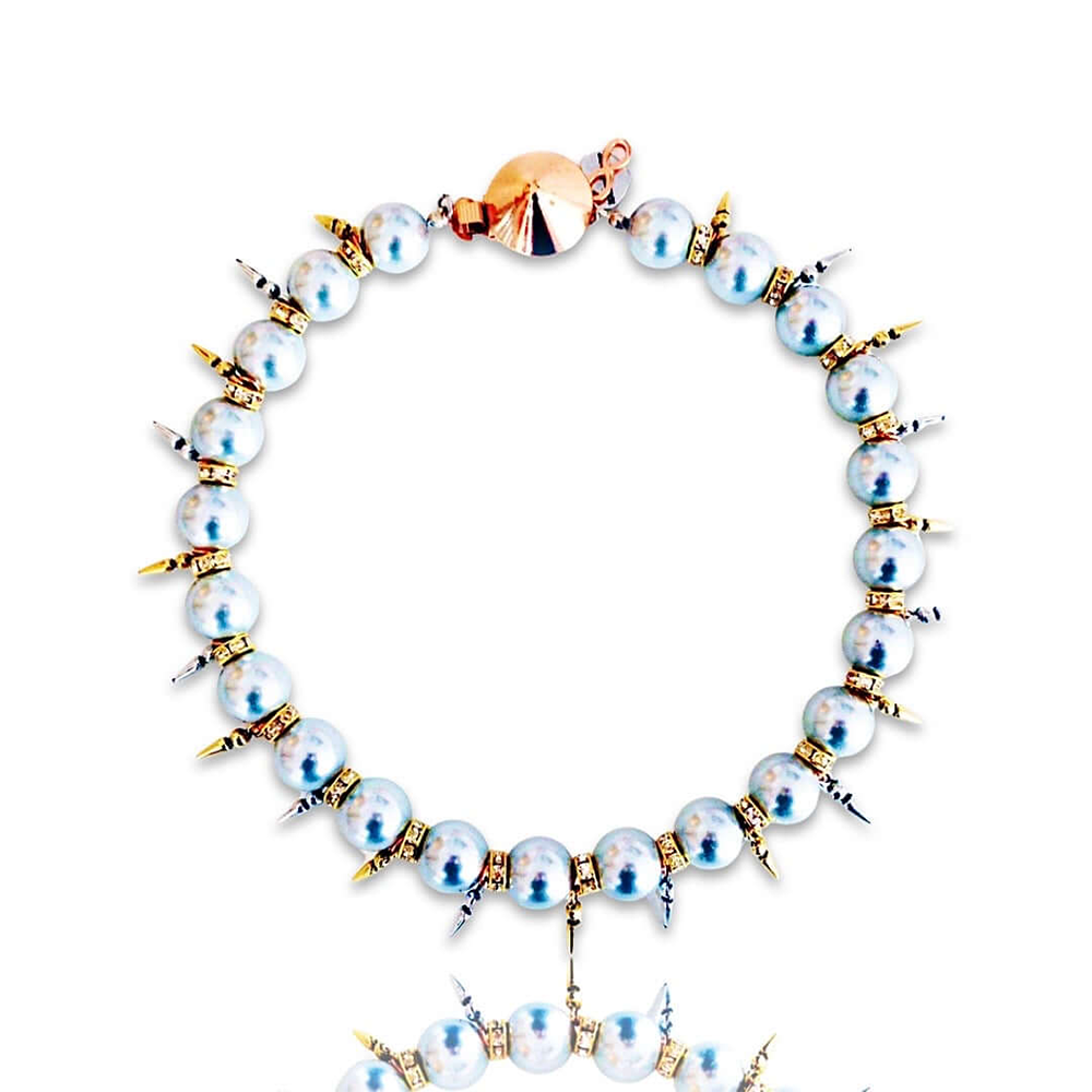 Light blue crystal necklace with silver plated brass. Handmade necklace made in Italy. Necklace for women.