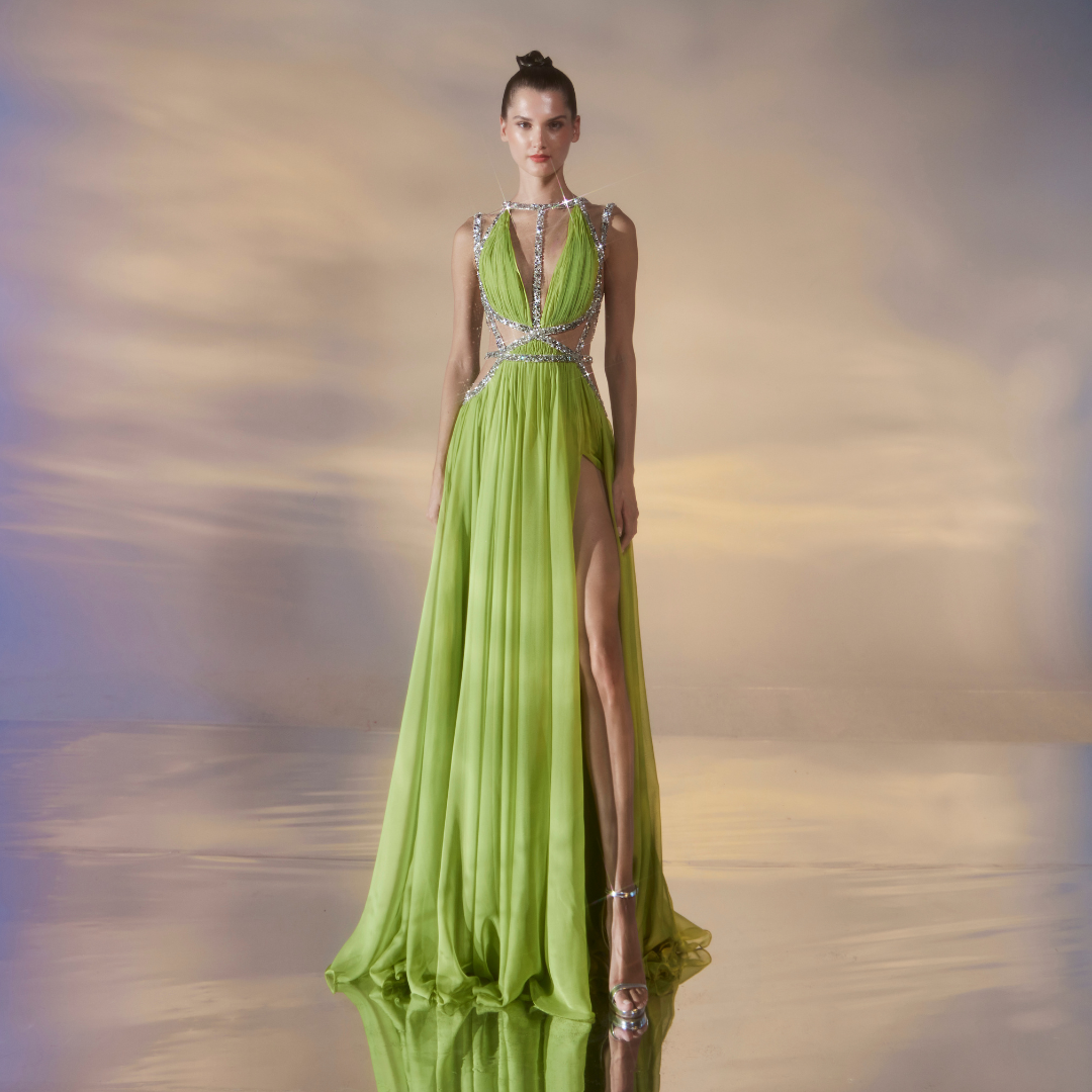 Lime Green Chiffon Dress