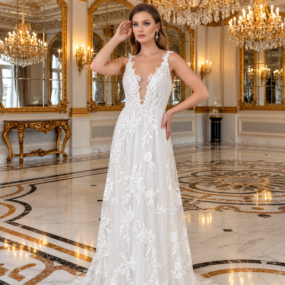 Shop online from our exclusive website. Discover the Lsla white evening gown featuring intricate embellishments, a flattering silhouette, and elegant craftsmanship for weddings, receptions, and special occasions.