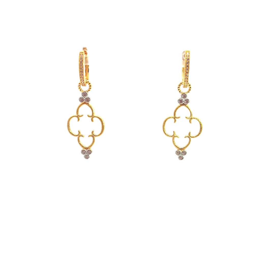 Shop online premium 18K gold-dipped dangler earrings with sparkling cubic zirconia stones.