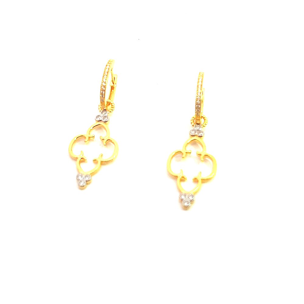 Shop online premium 18K gold-dipped dangler earrings with sparkling cubic zirconia stones.
