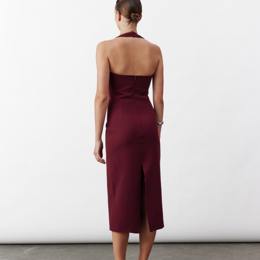 Margaux Crepe Dress In Bordeaux