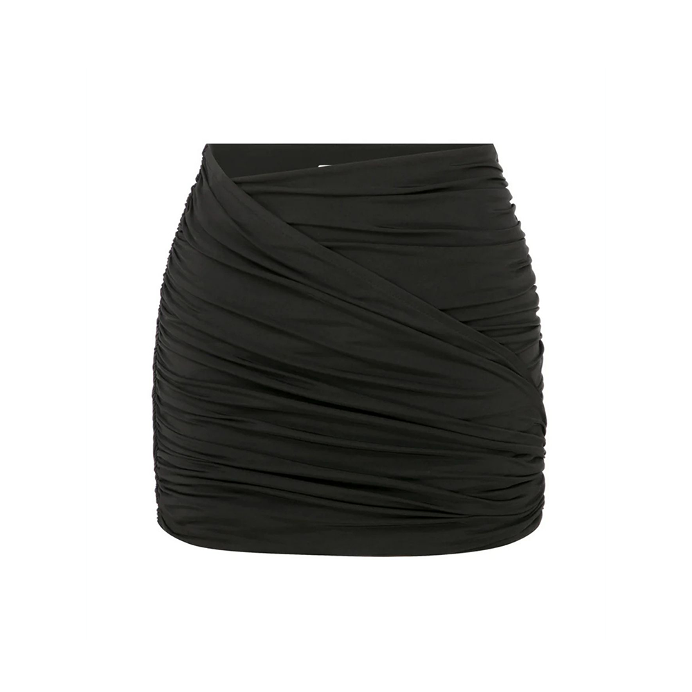 Micha Jersey Asymmetric Mini Skirt in Black