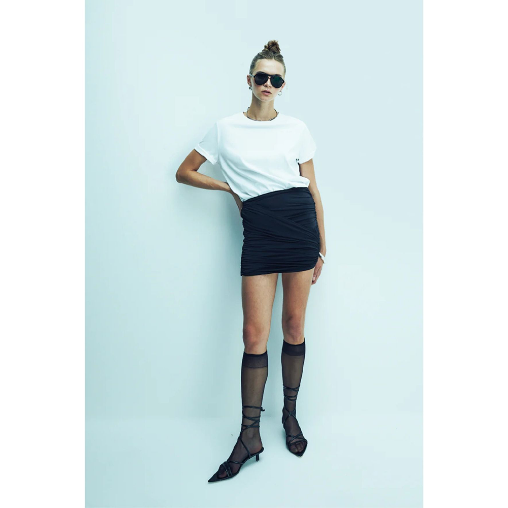 Micha Jersey Asymmetric Mini Skirt in Black