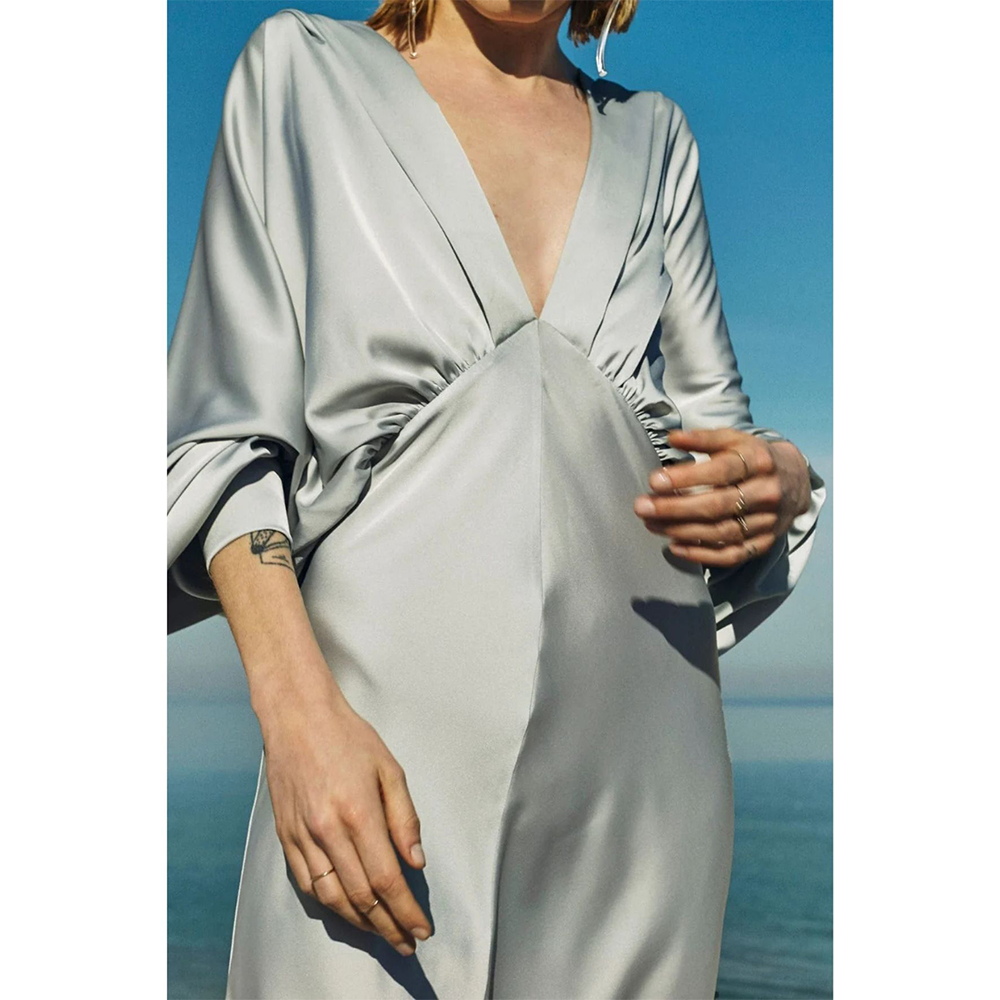 Mila V Neck Satin Dress