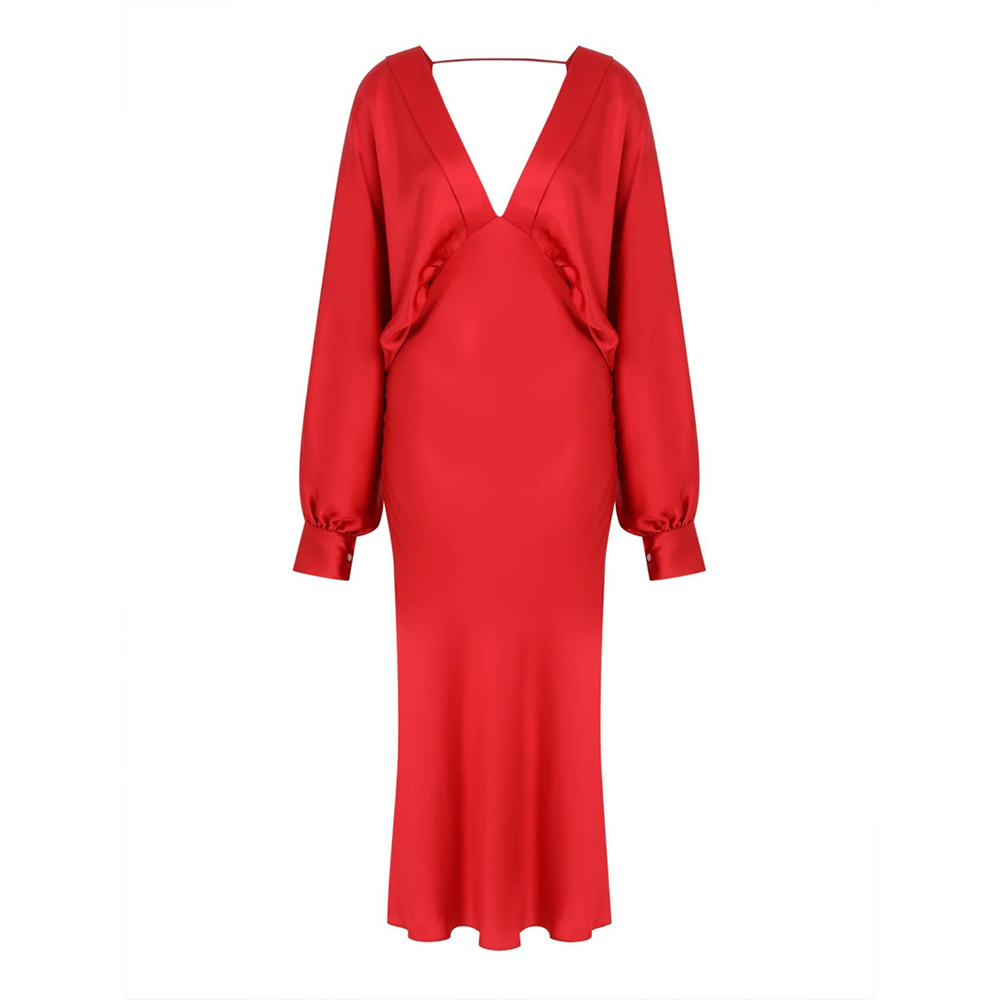 Mila V Neck Satin Dress