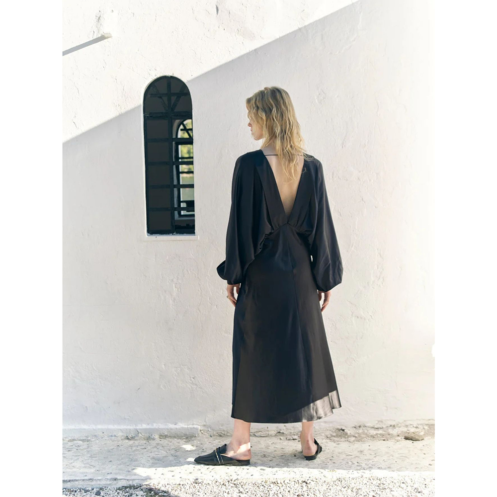 Mila V Neck Satin Dress