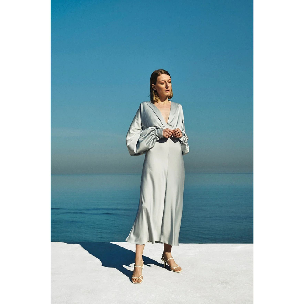 Mila V Neck Satin Dress