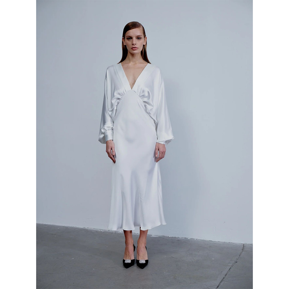 Mila V Neck Satin Dress