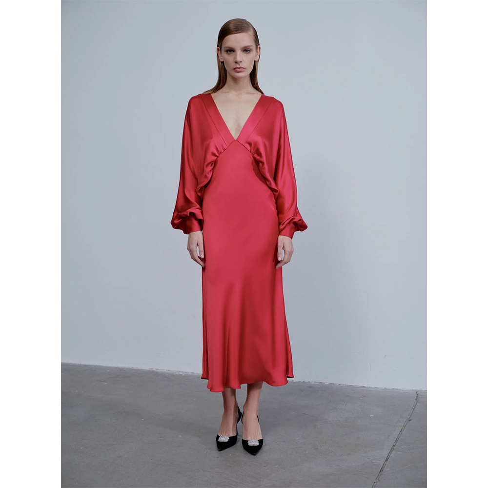 Mila V Neck Satin Dress