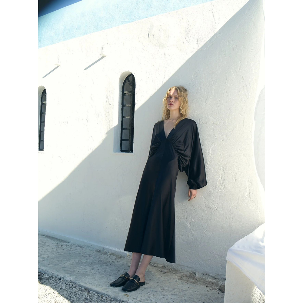 Mila V Neck Satin Dress