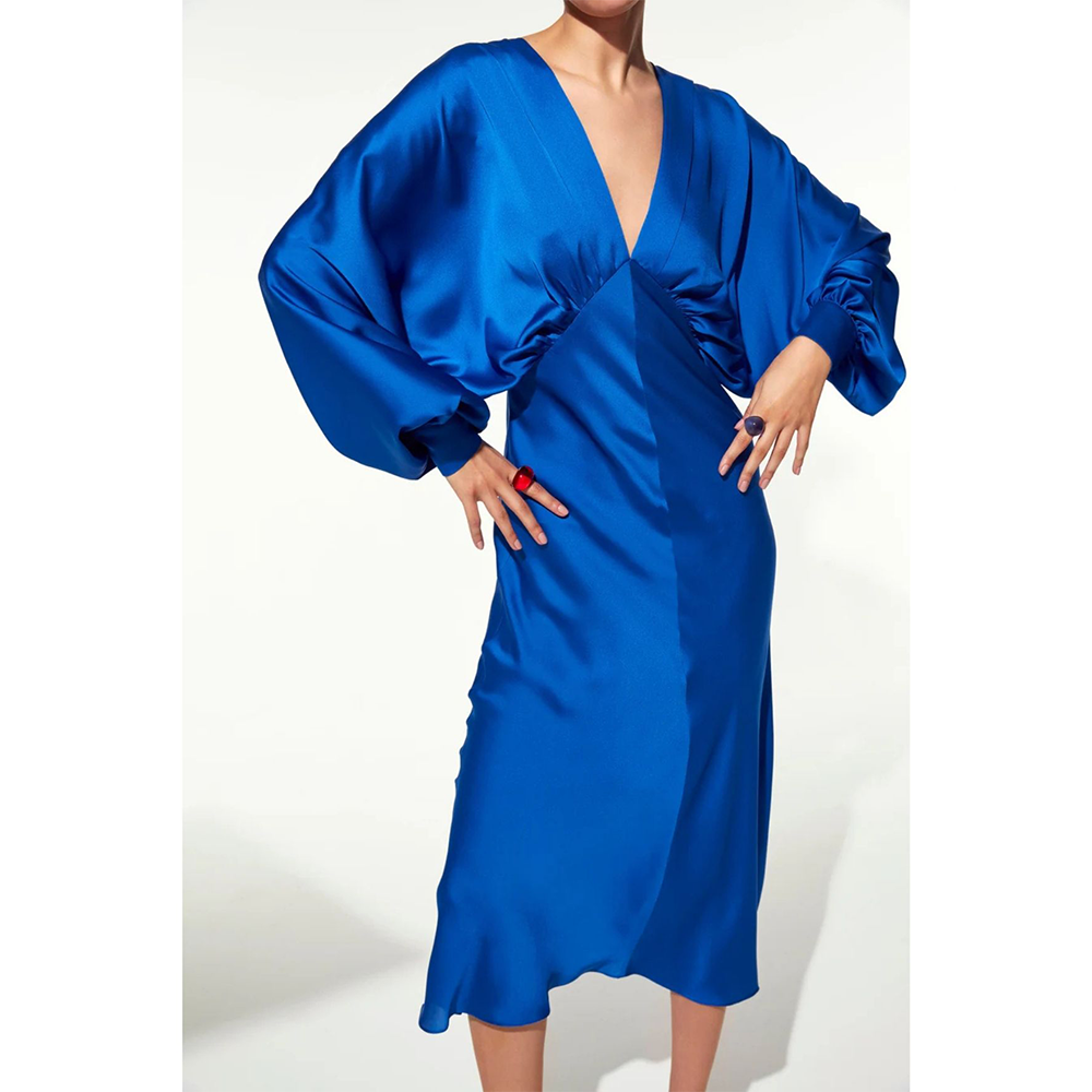 Mila V Neck Satin Dress