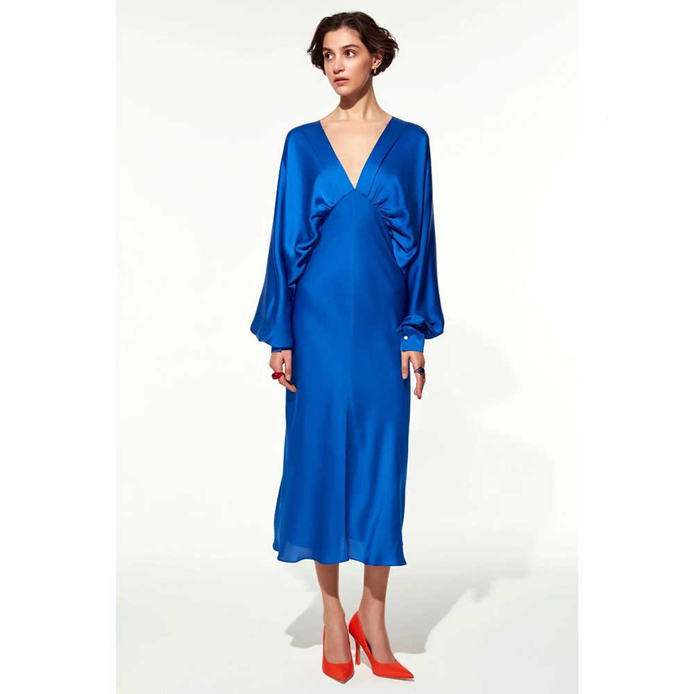 Mila V Neck Satin Dress