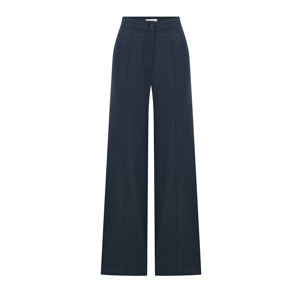 Millie Linen Trousers in Dark Navy
