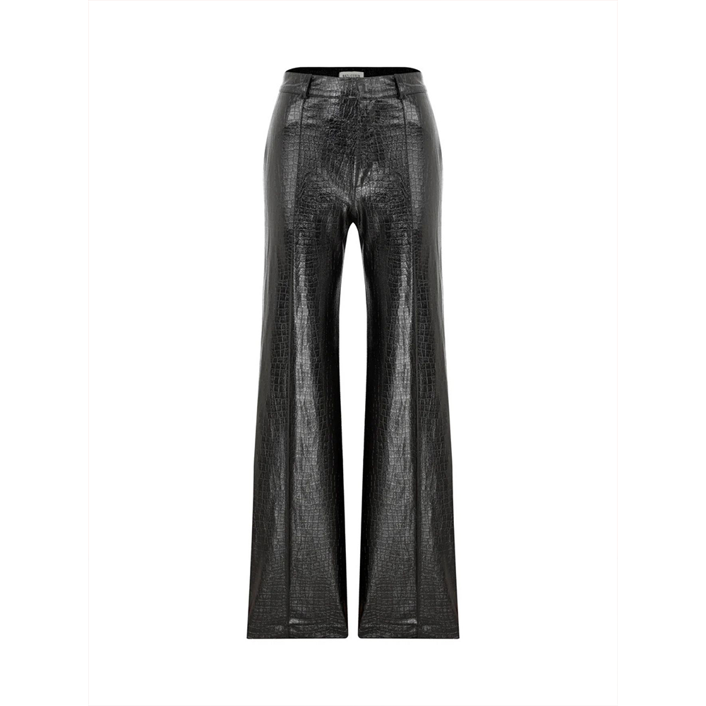 Millie Straight Cut Croc-Effect Trousers