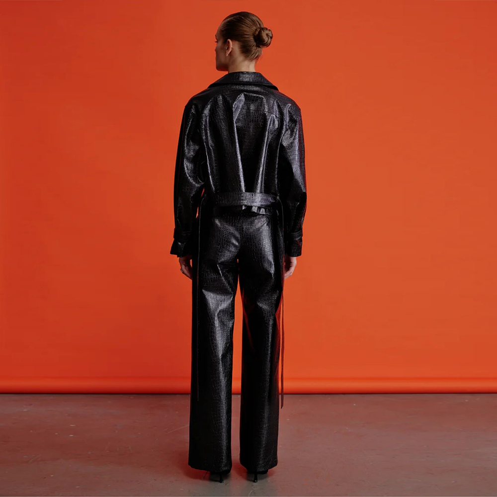 Millie Straight Cut Croc-Effect Trousers