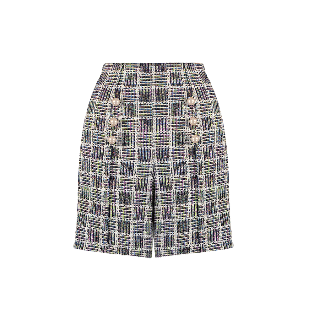 Embrace elegance with The Luxe Maison's Multicolor Tweed Shorts. Elevate your style with top-tier designer clothing and accessories. Shop Now!