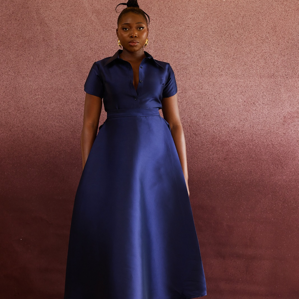 Nkwo Midi Asymmetric Full Skirt with Lace