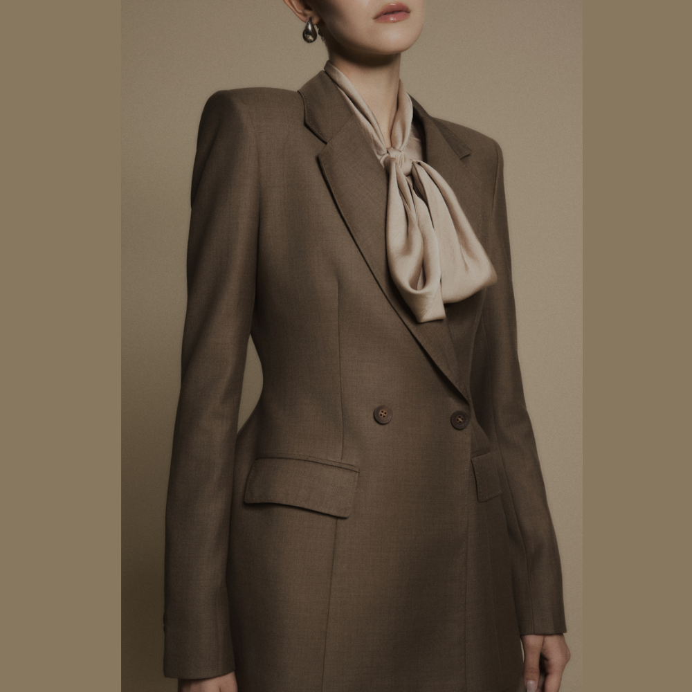 Discover chic shop dresses paired perfectly with the elegant Obsidian Wool Double-Breasted Suit Jacket. Shop Now!