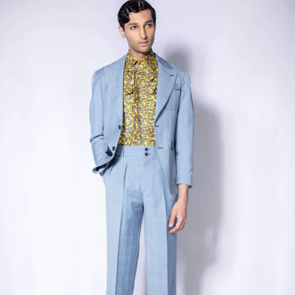 Vintage 1970s Inspired Men's Ruffled Short Sleeve Shirt from our Capsule Collection.