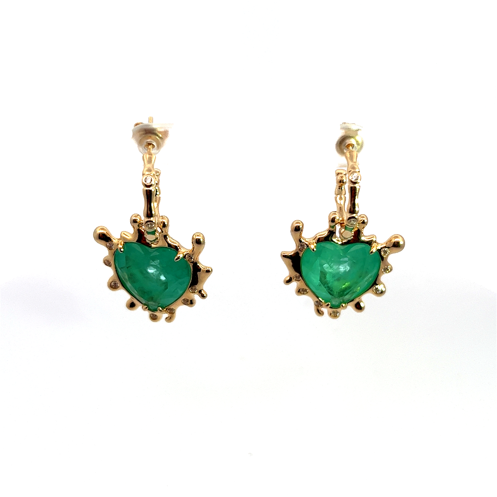 Shop online premium gold-dipped Paraiba hoop earrings in sterling silver with elegant heart drops.