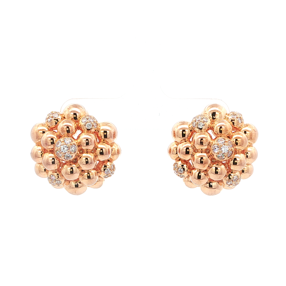 Shop online premium 18K rose gold earrings with sparkling cubic zirconia accents.