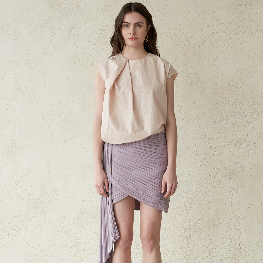 Chinese violet colored midi skirt