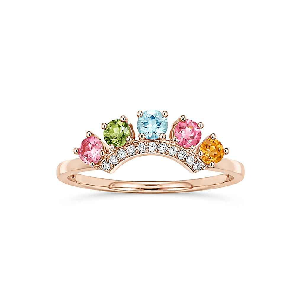 Discover the Rainbow Crown Tourmaline Gemstone Ring at The Luxe Maison, featuring vibrant pink, green, blue, and golden tourmaline gemstones in a crown-inspired design. Crafted in S925 sterling silver with a rose gold finish and sparkling zircon accents, this adjustable ring adds a colorful, elegant touch to everyday style and special occasions.