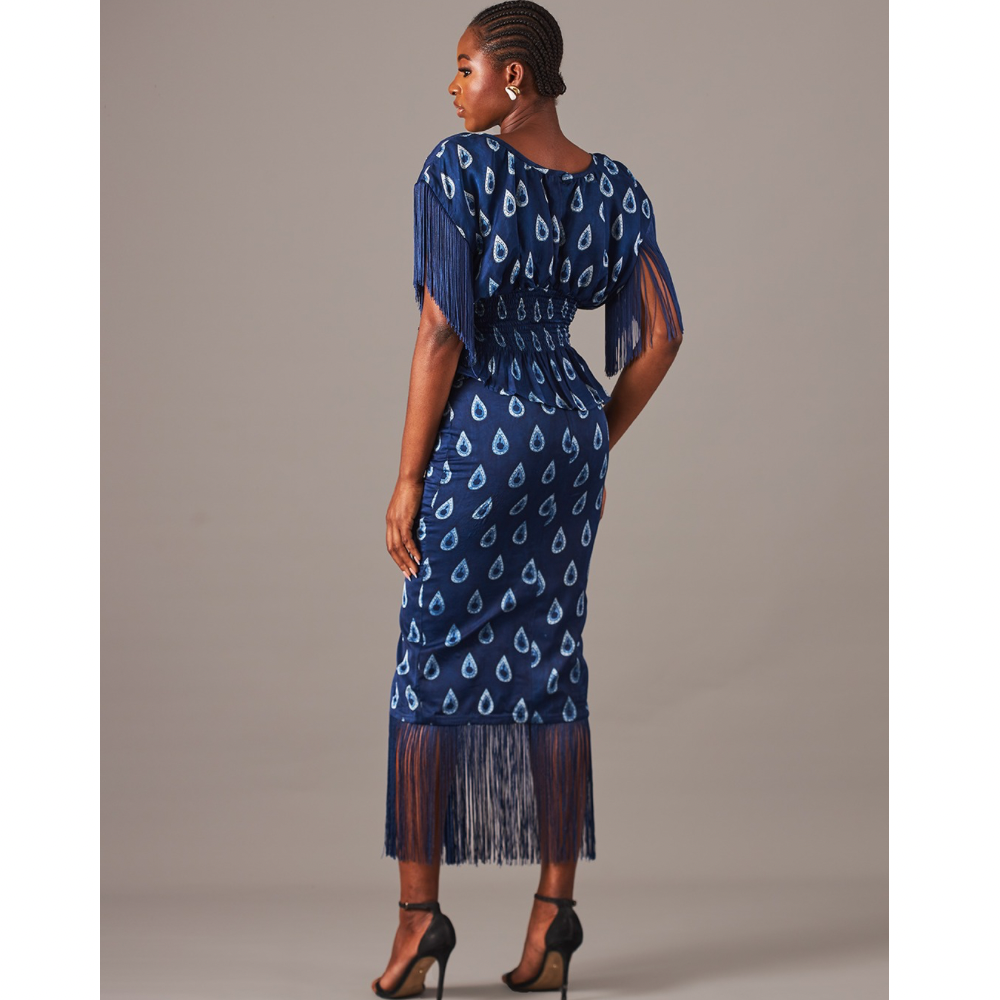 Raindrop Fringe Smocked Blouse