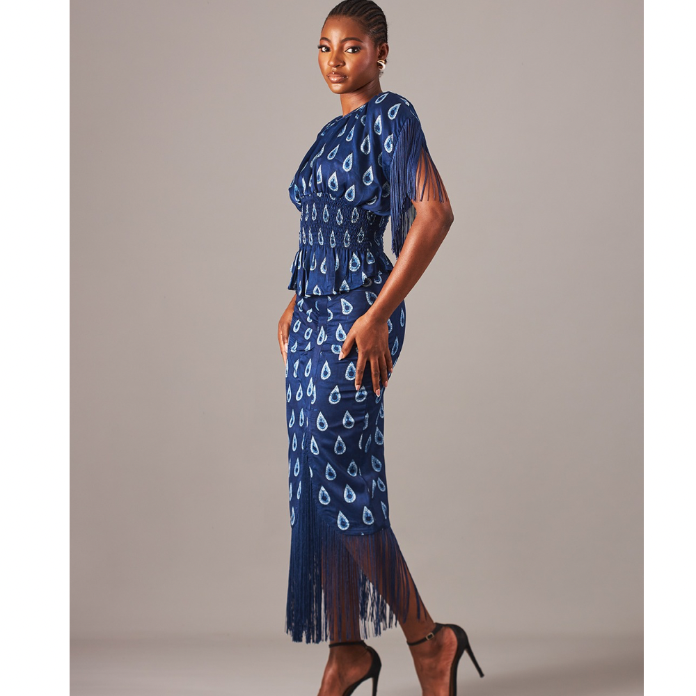 Raindrop Ruched Midi-Skirt