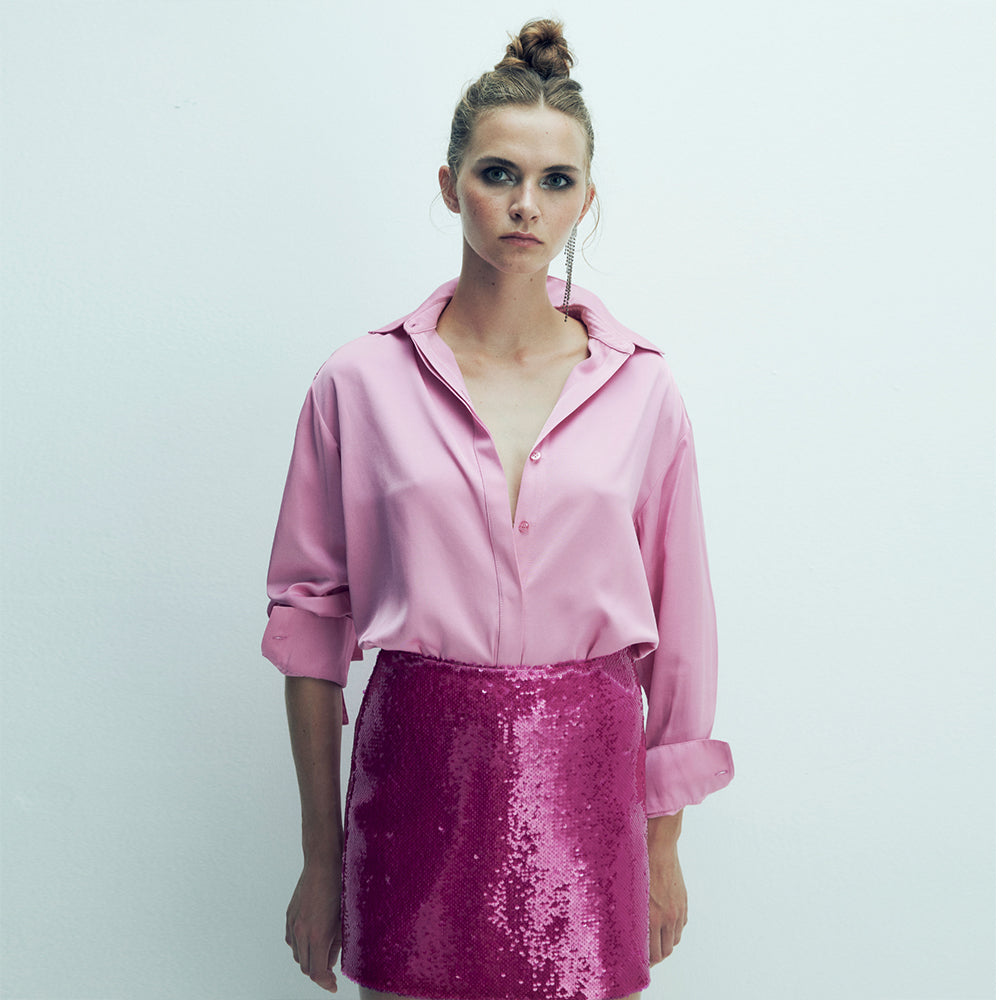 Ravenna Satin Shirt in Partfait Pink