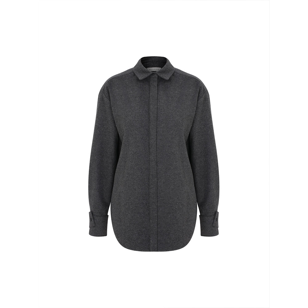 Ravenna Wool Blend Shirt in Anthracite