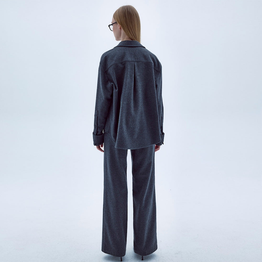 Ravenna Wool Blend Shirt in Anthracite