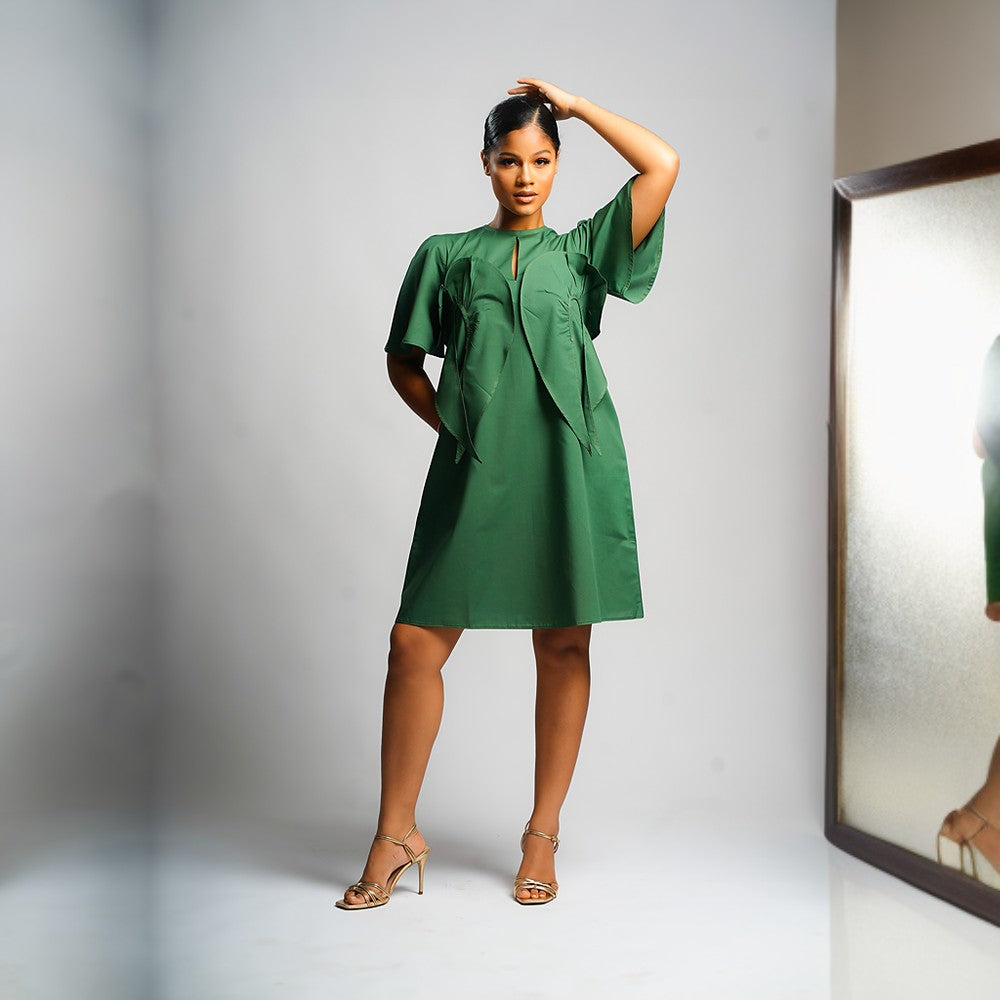 Shift dress, with front petal design.