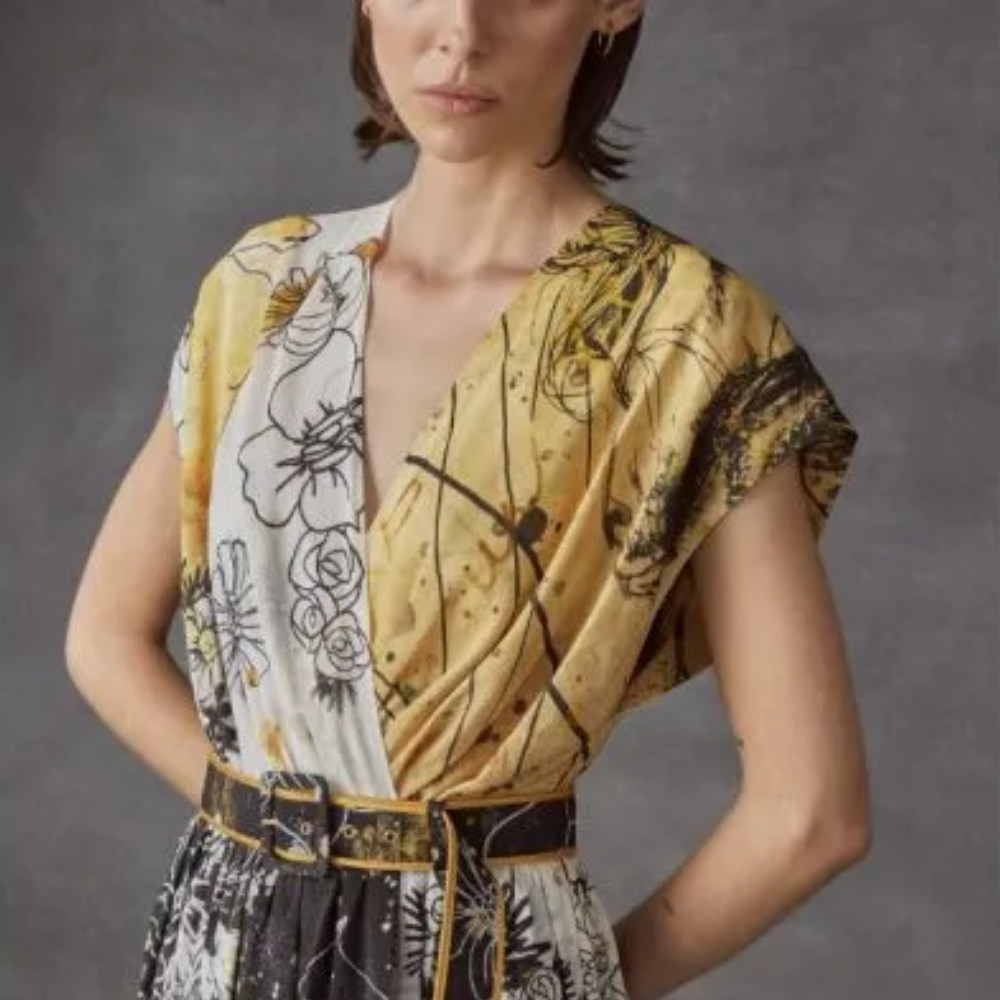 Cut From Floral-print Linen, Accentuates The Flatteringly Slim Fit And Clinched At The Waist.