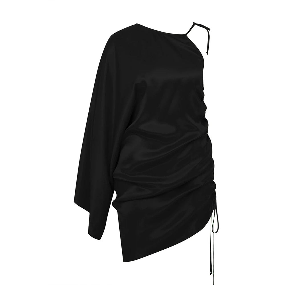 Step into women cloth shops for refined Rocha Asymmetric Mini Satin Dress. Shop Now!