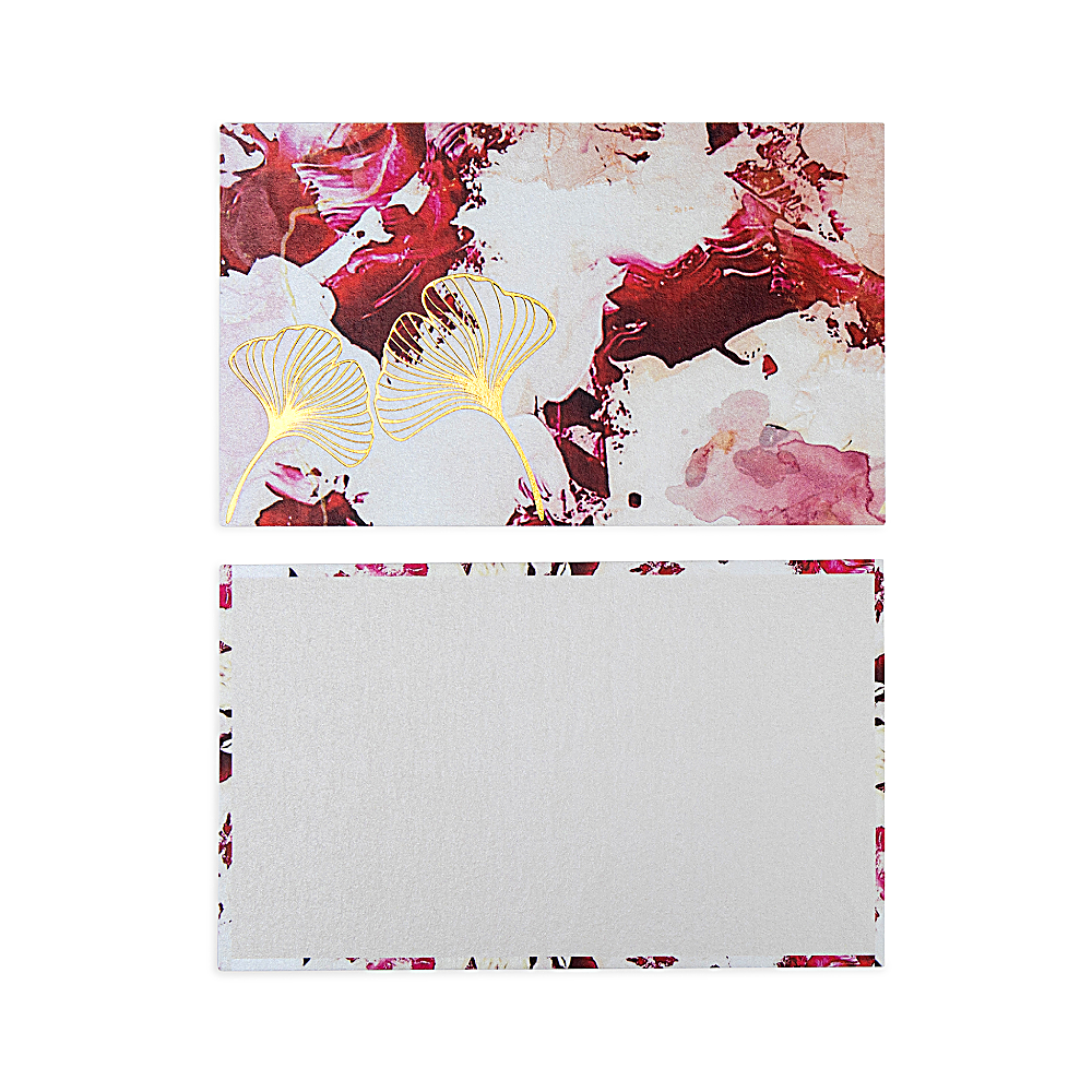 Discover Rosette Notecard at The Luxe Maison, featuring ivory and pink tones, gold-foil floral details, and matching textured envelopes. Pack of 10, made in Dubai.