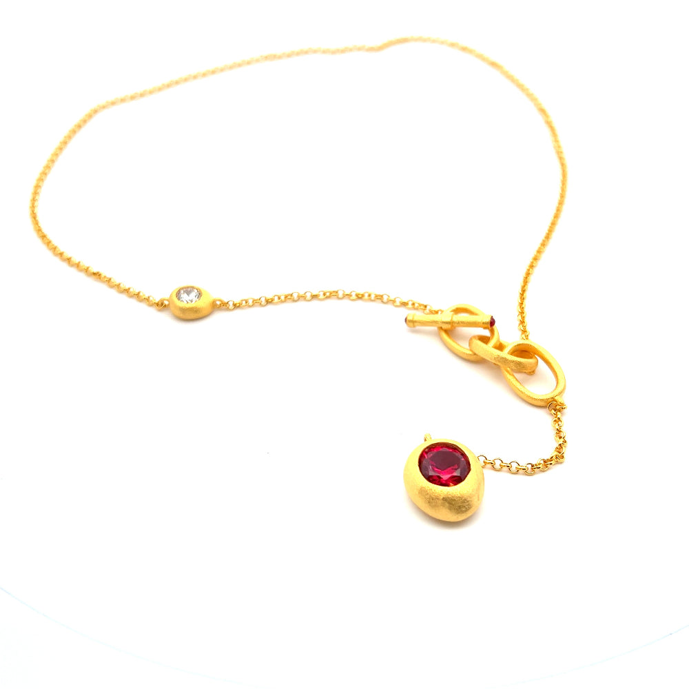 Shop online premium 18K gold sterling silver ruby pendant necklace with elegant toggle closure.