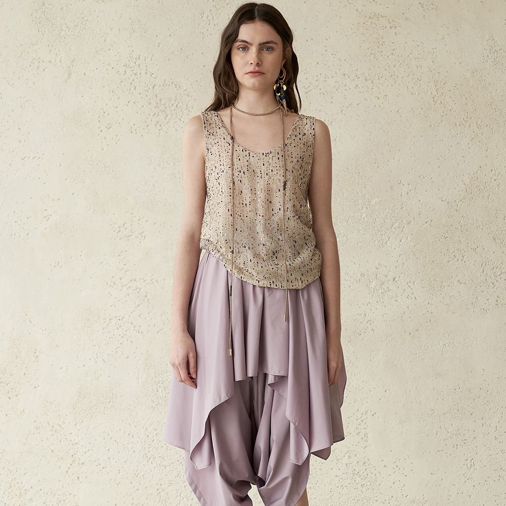 Chinese violet colored harem pants